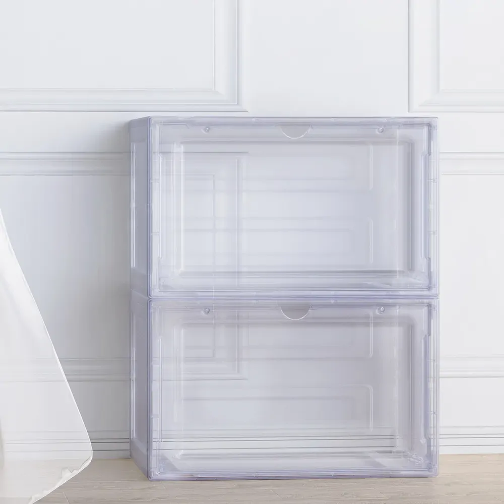 DIY Shoe Box Set of 2 Stackable Shoe Storage Case Magnetic Door Price