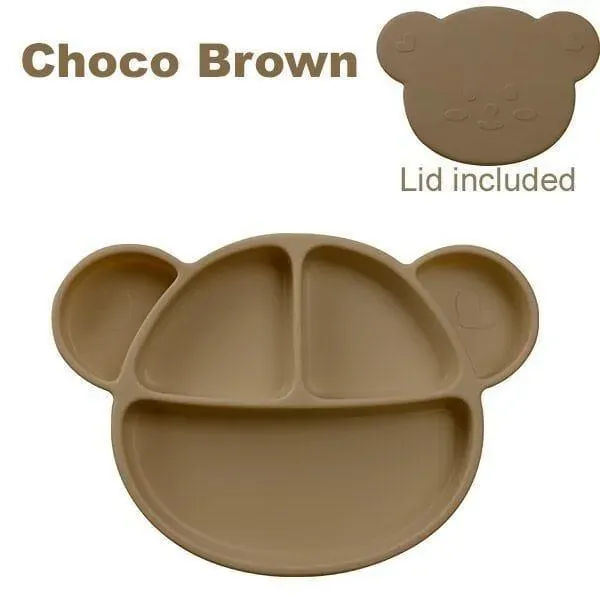 Bear Silicone Suction Food Plate with Silicone Lid Oatmeal Price