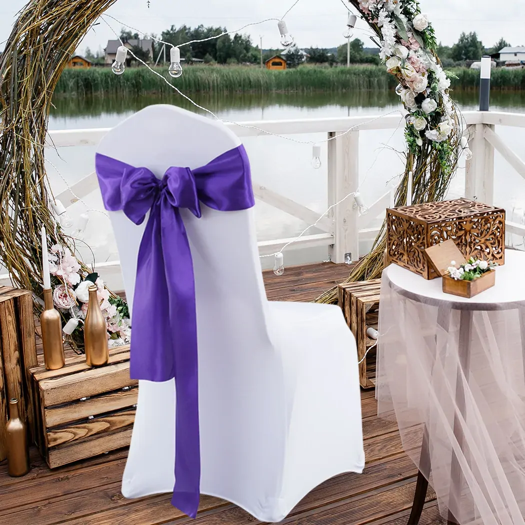20x Table Runner Satin Chair Sashes Eggplant Price