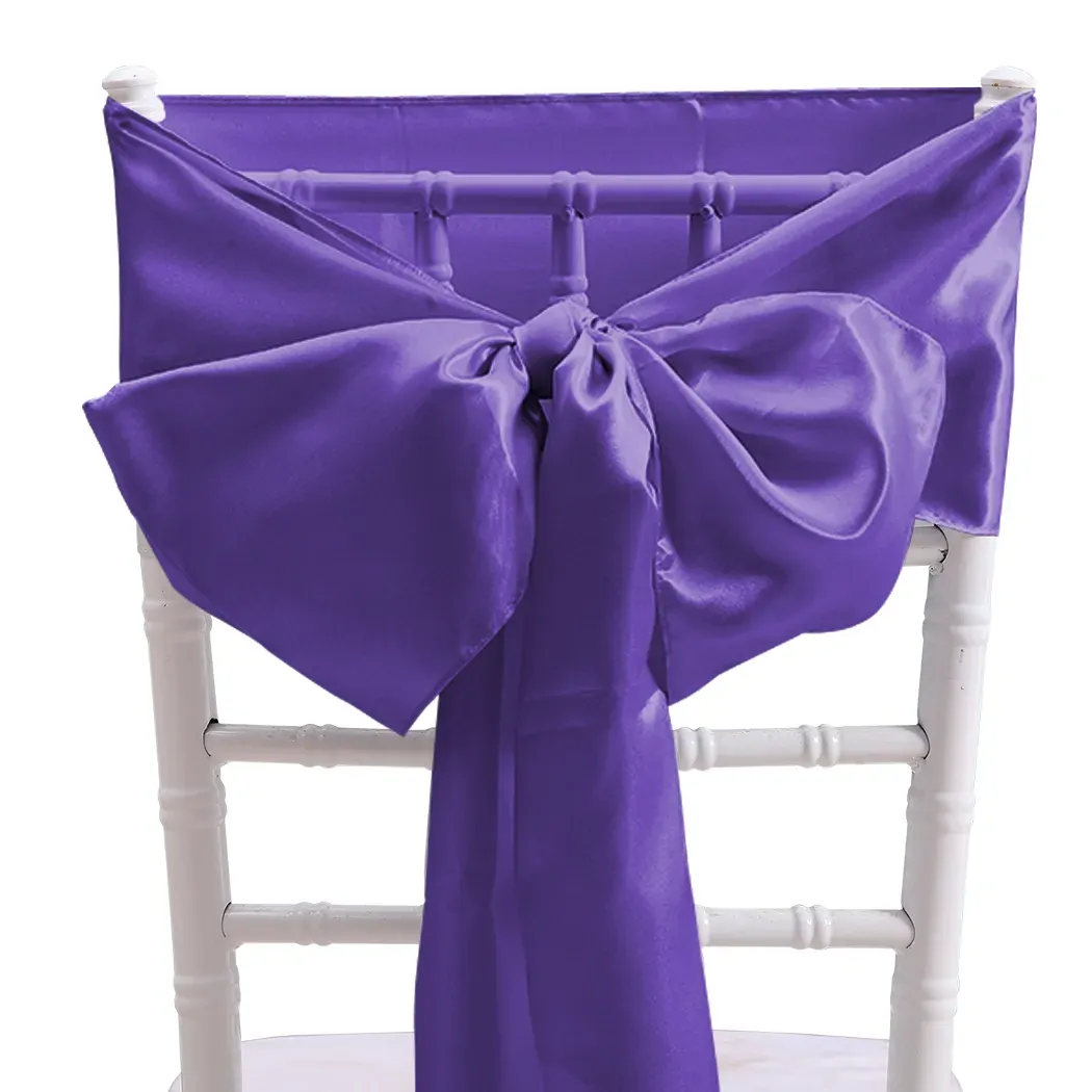 50x Table Runners Coloured Satin Chair Eggplant Price