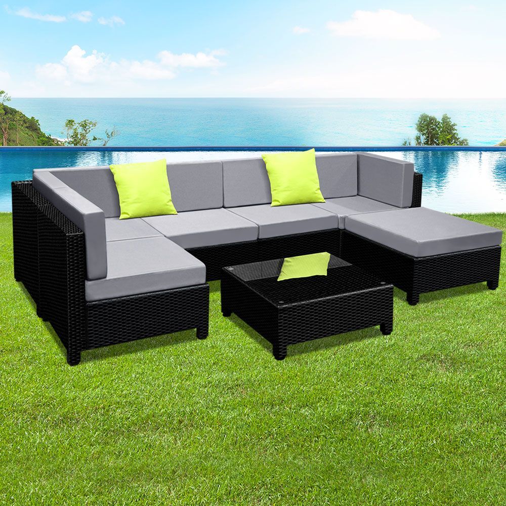 Gardeon 7-Piece Outdoor Sofa Set Wicker Couch Lounge Setting Seat Cover Price