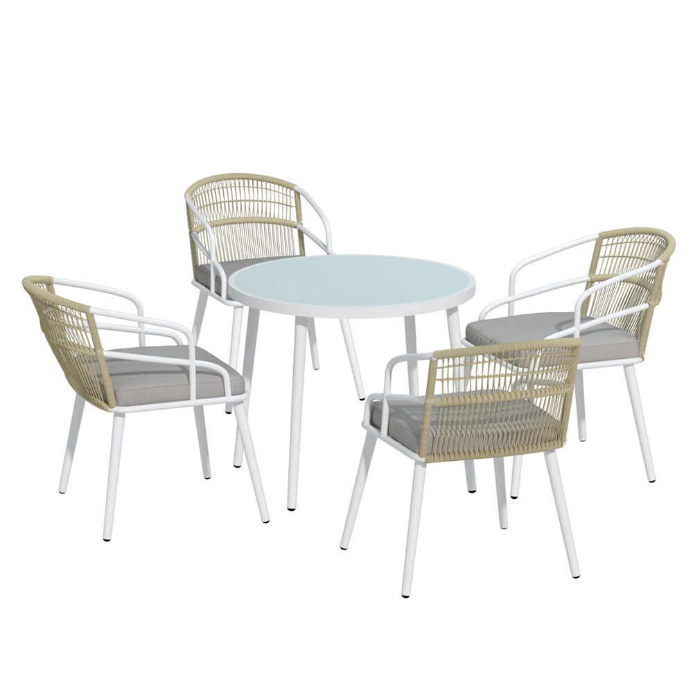 Gardeon Outdoor Dining Set 5 Piece Aluminum Table Chairs Setting White Price