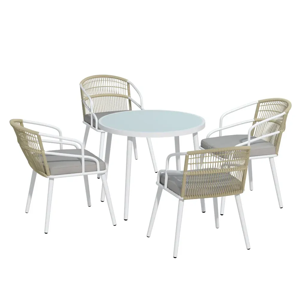 Outdoor Dining Set 5 Piece Aluminum Table Chairs Setting White Price