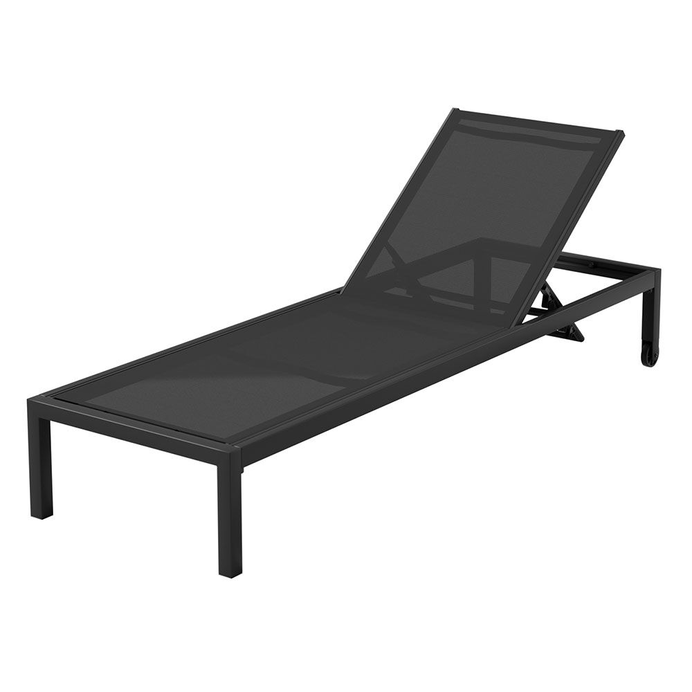 Gardeon Sun Lounge Outdoor Lounger Aluminium Folding Beach Chair Wheels Black Price