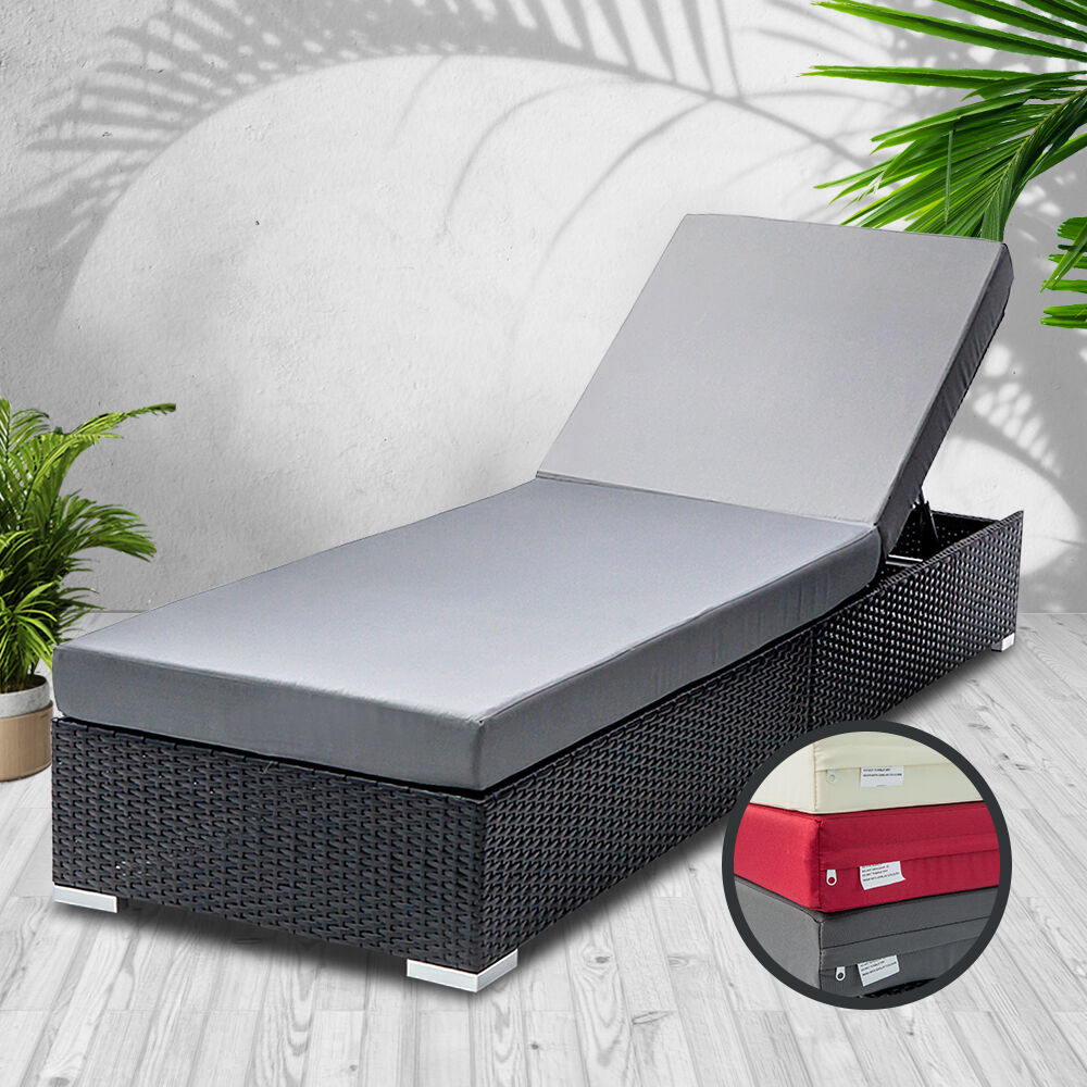 Gardeon Sun Lounge Wicker Lounger Outdoor Furniture Day Bed Adjustable Rattan Garden Cover Price