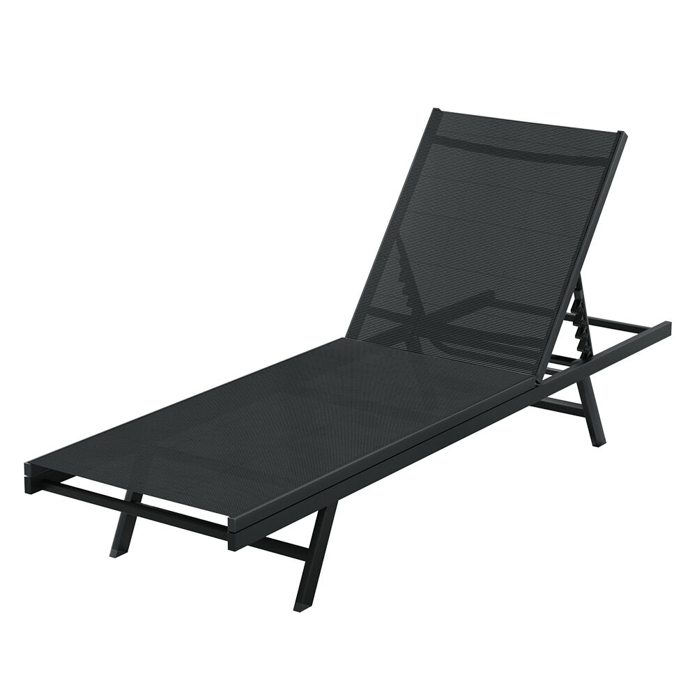 Gardeon Sun Lounge Outdoor Lounger Steel Beach Chair Patio Furniture Black Price