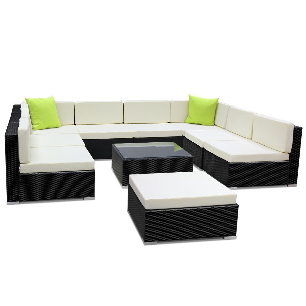Gardeon 10-Piece Outdoor Sofa Set Wicker Couch Lounge Setting Cover Price