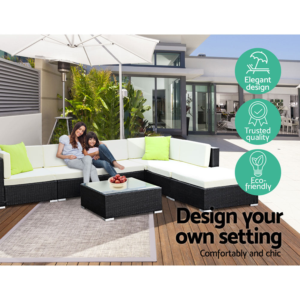 2PC Gardeon Outdoor Furniture Sofa Set Wicker Rattan Garden Lounge Chair Setting Price