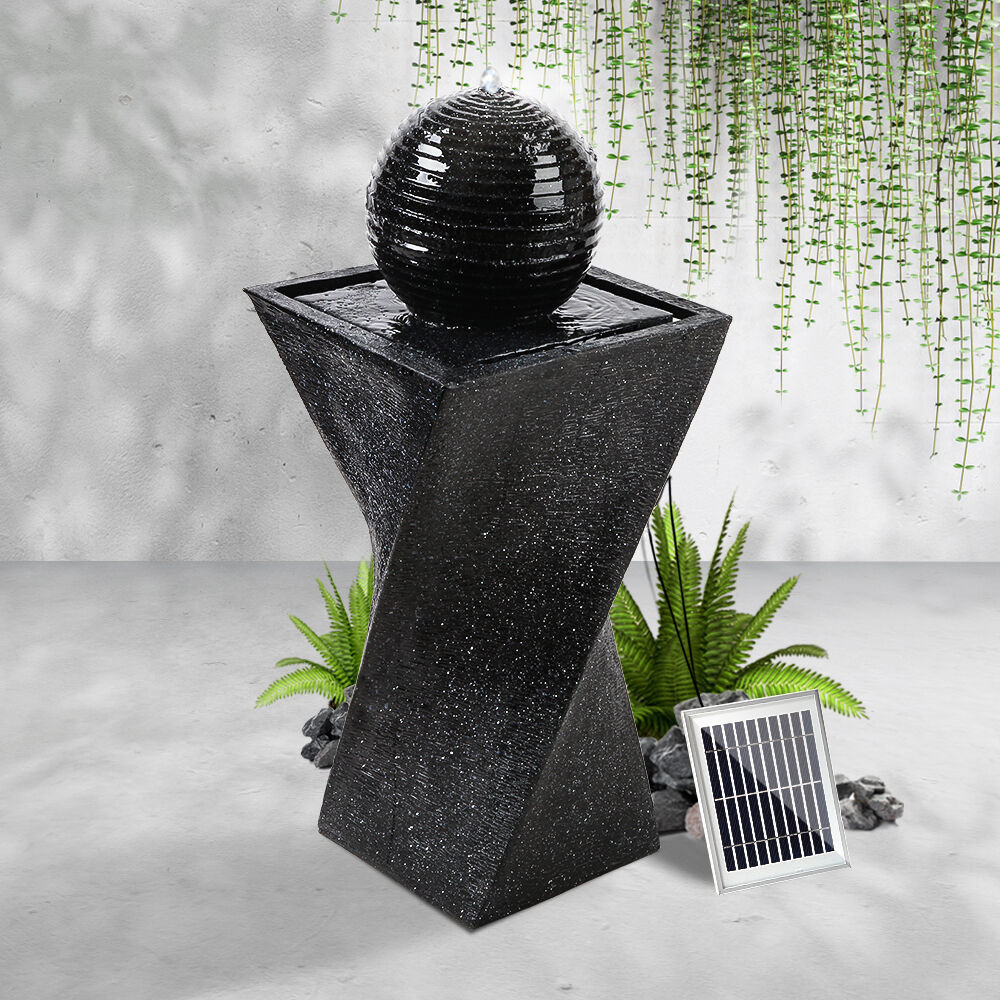 Gardeon Solar Water Feature Twisted Fountain LED Light Bird Bath 85CM Black Price