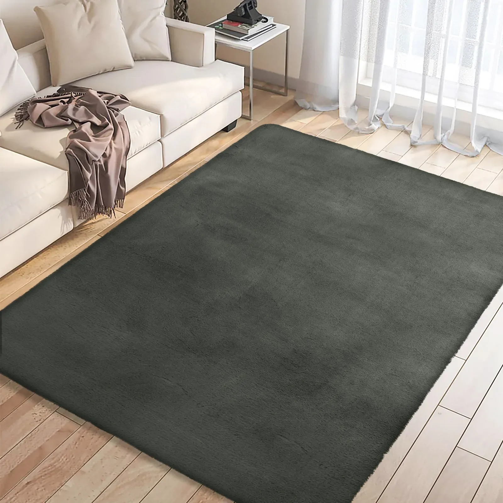 Floor Rugs Area Rug Fluffy Faux 140X200CM Grey Price
