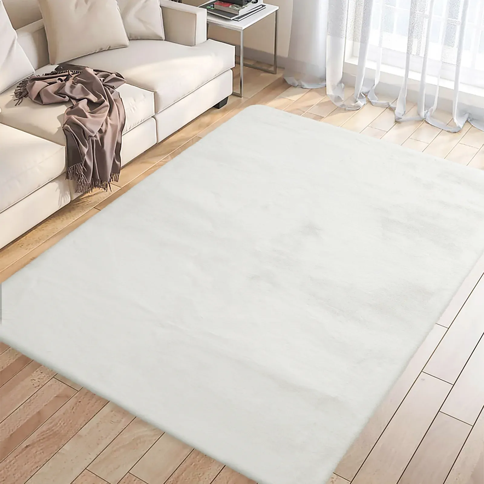 Floor Rugs Area Rug Fluffy Faux 140X200CM White Price
