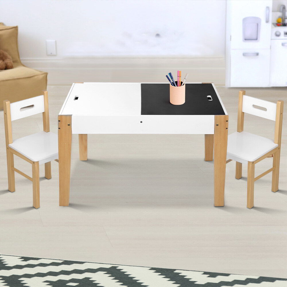 3PCS Kids Table and Chairs Set Storage Toys Play Activity Desk Chalkboard Price