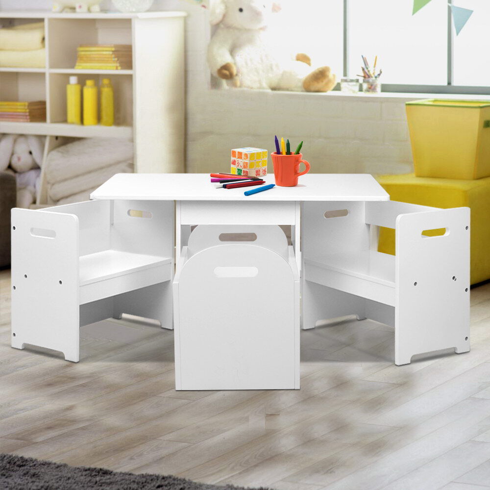 3PCS Kids Table and Chairs Set Storage Toys Play Activity Desk Price