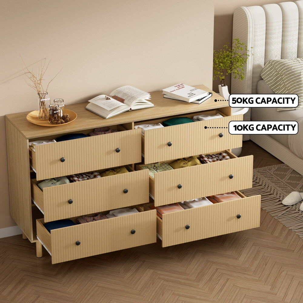 Artiss 6 Chest of Drawers Tallboy Cabinet - RUTH Pine Price