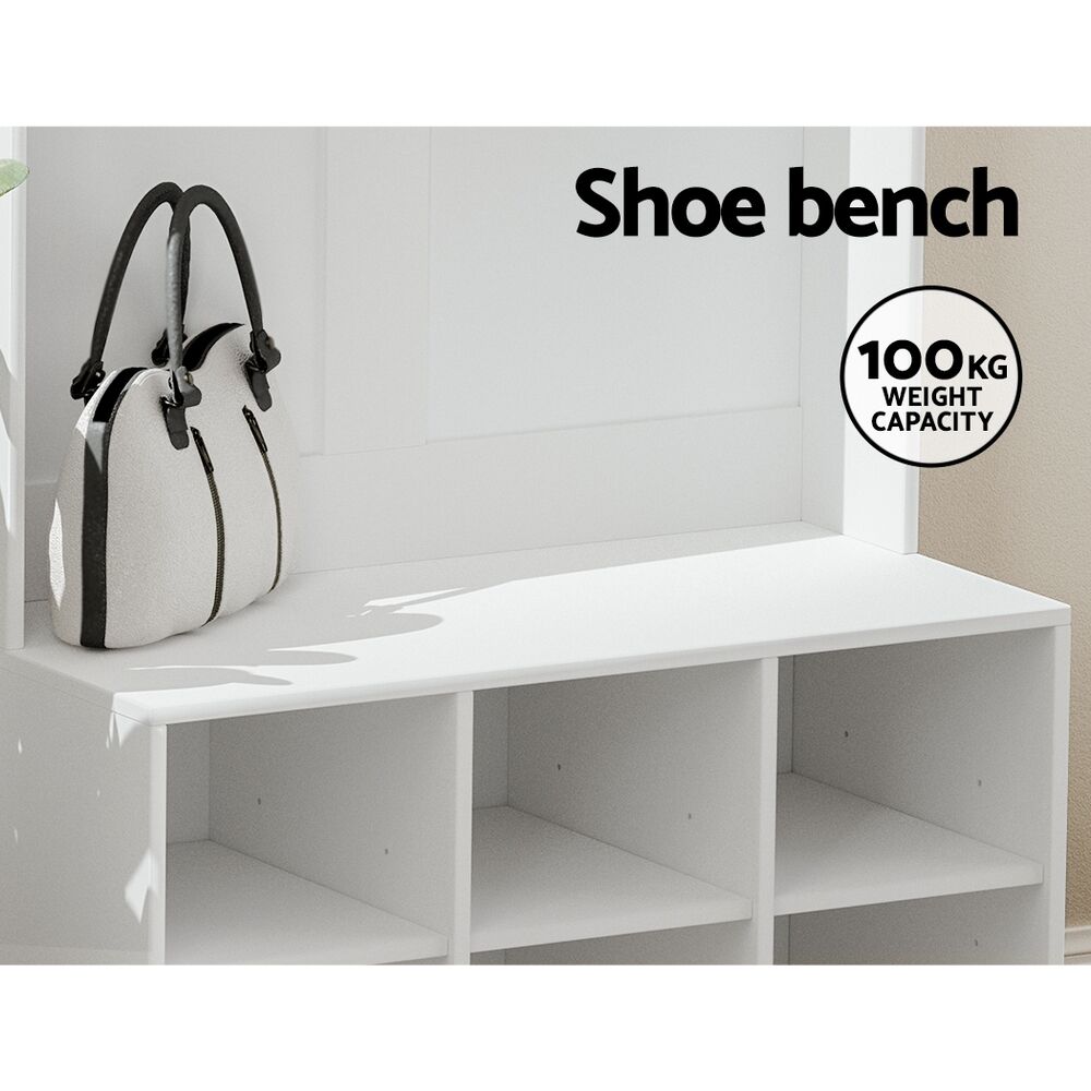 Artiss Shoe Rack Cabinet Hall Tree Coat Rack 180CM White Price