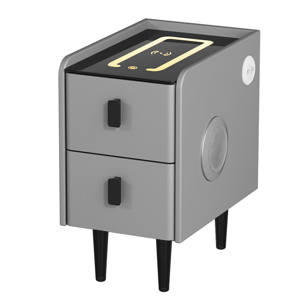 Artiss Smart Bedside Table 2 Drawers with Wireless Charging Ports LED Grey AIDA Price