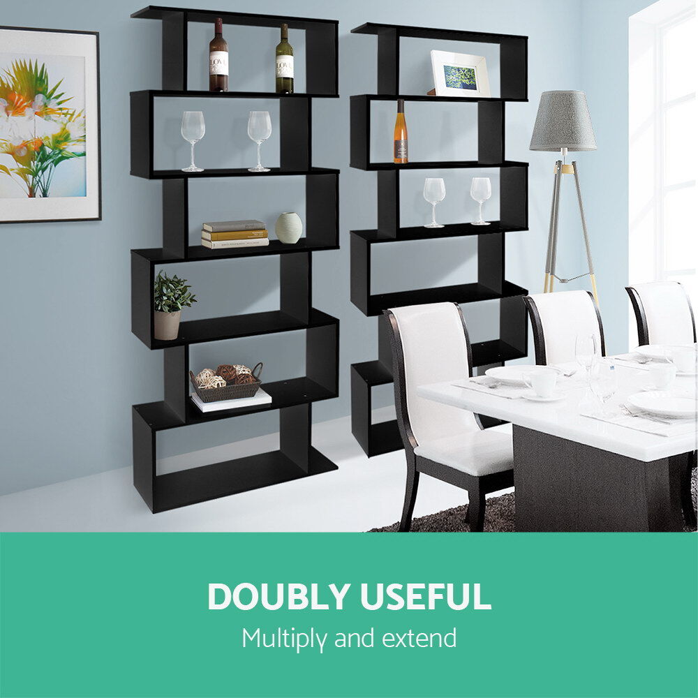 Artiss Bookshelf 6 Tiers - RIVA Black Price