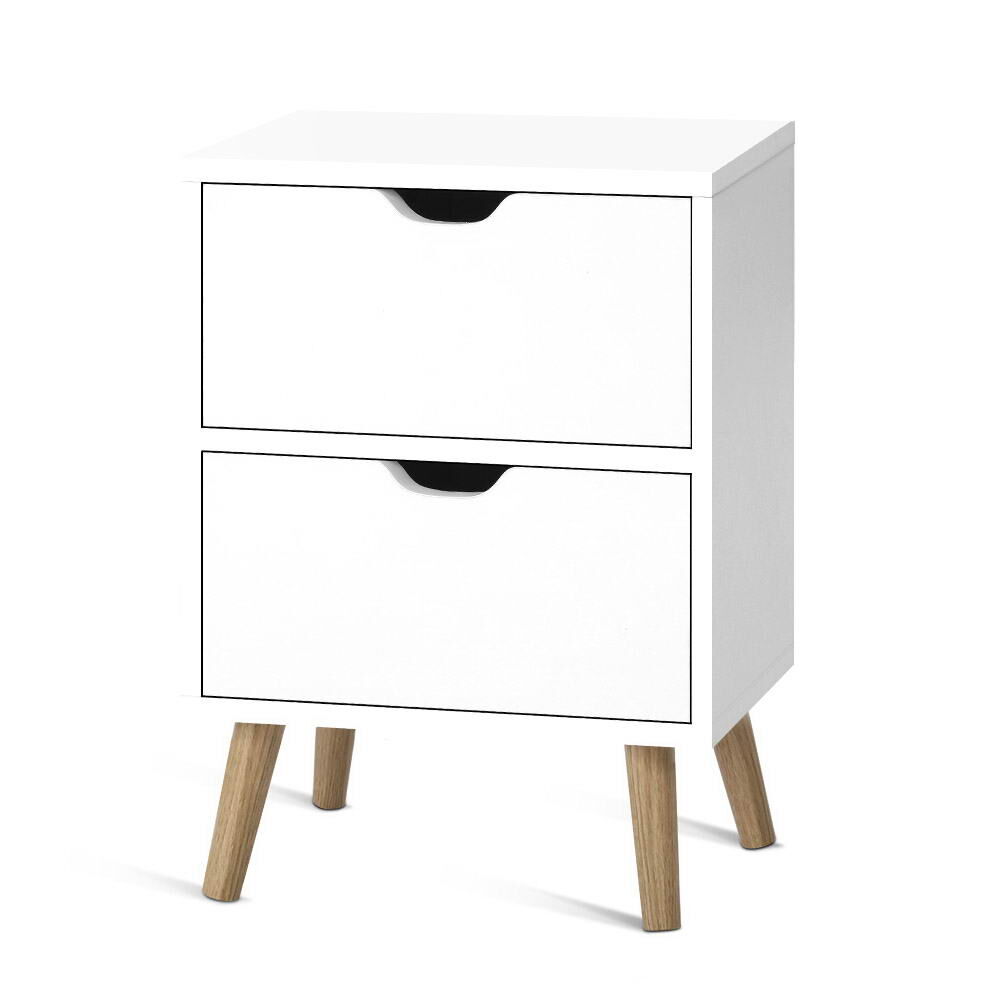 Artiss Bedside Table 2 Drawers - BODEN White Price