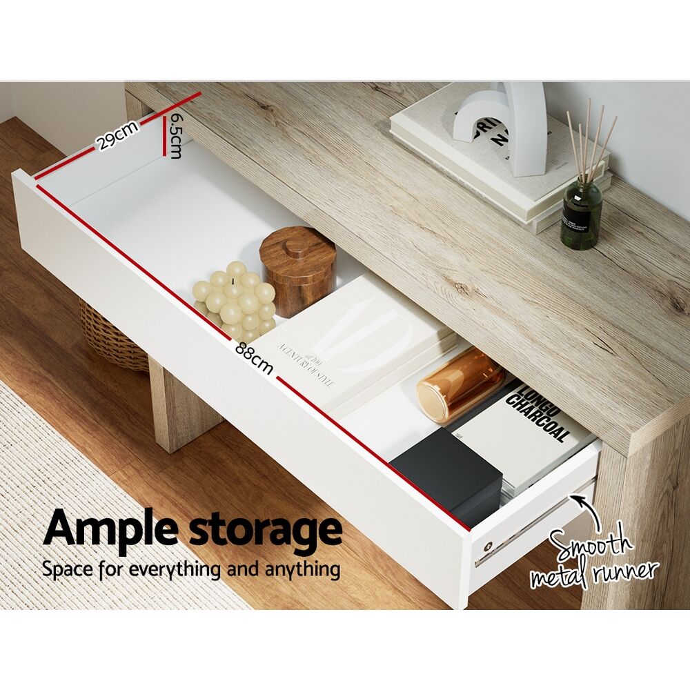 Artiss Console Table Storage Drawer Jory White Pine Price