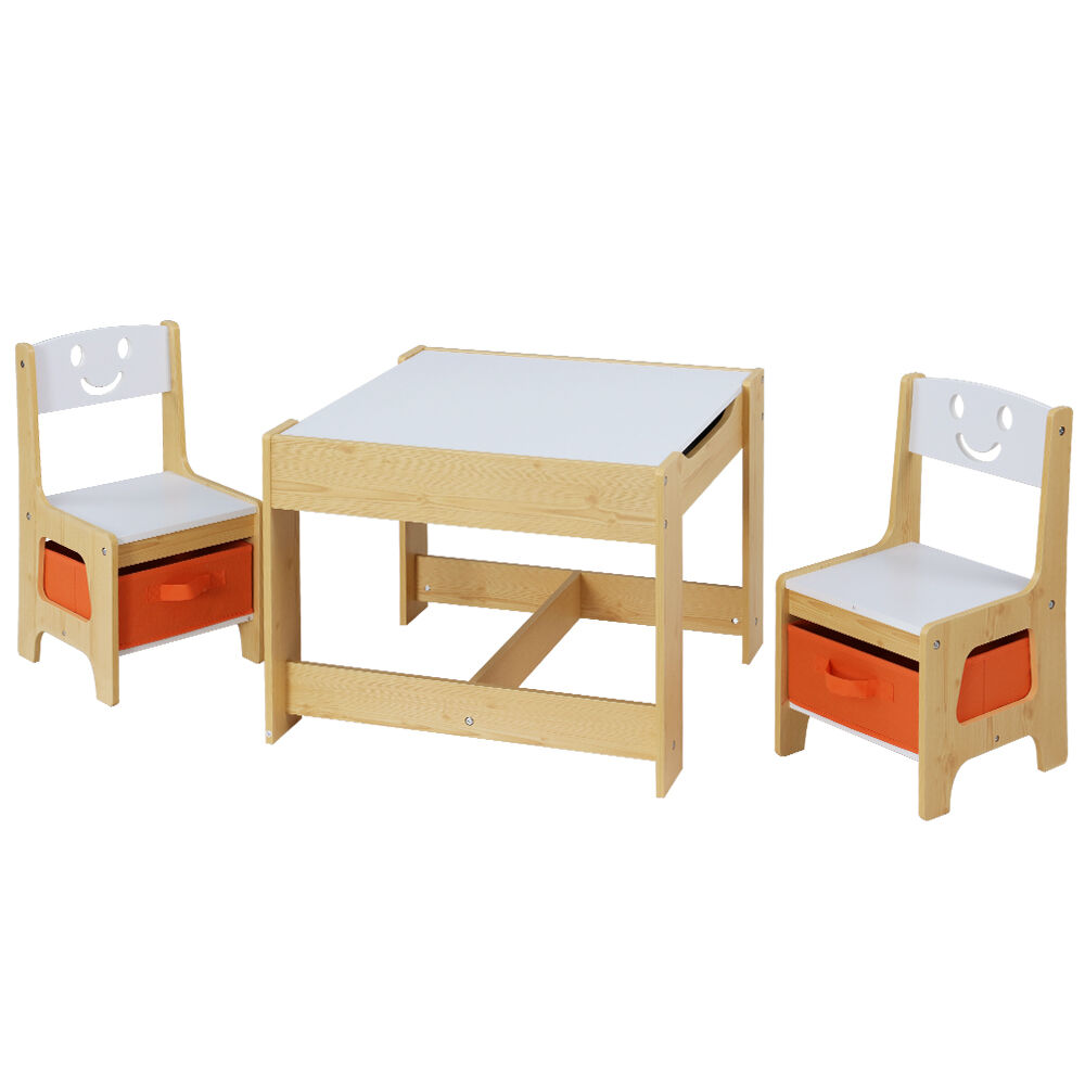 3PCS Kids Table and Chairs Set Activity Desk Chalkboard Toys Storage Box Price