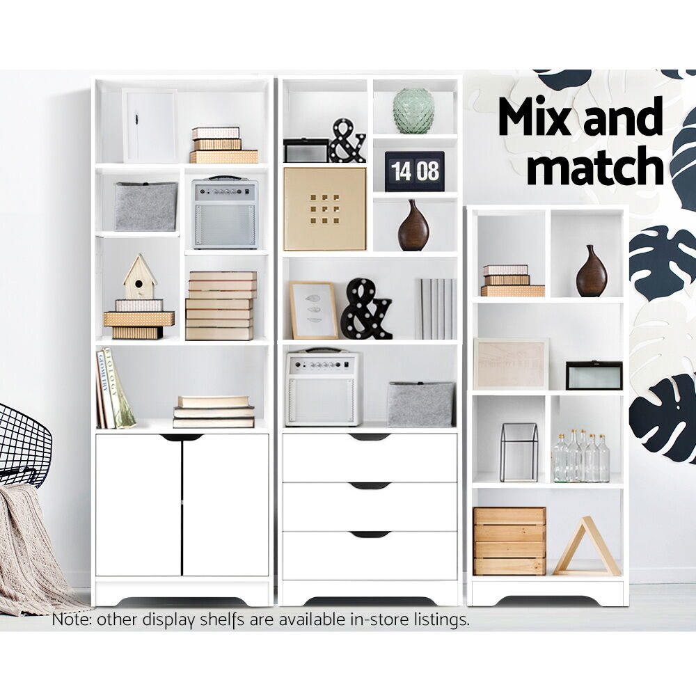 Artiss Bookshelf with Drawers - NANA White Price