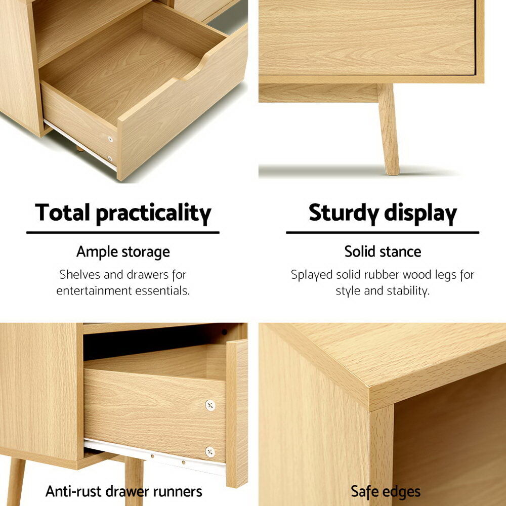 Artiss Wooden Scandinavian Entertainment Unit - Natural Price
