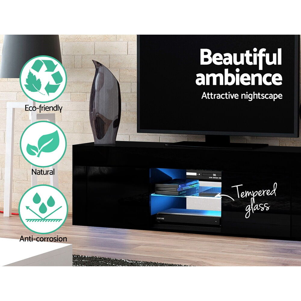 Artiss Entertainment Unit TV Cabinet LED 130cm Black Angus Price