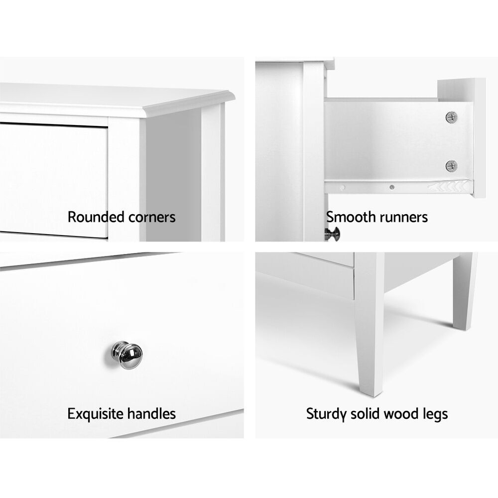 Artiss 3 Chest of Drawers - BRITTANY White Price