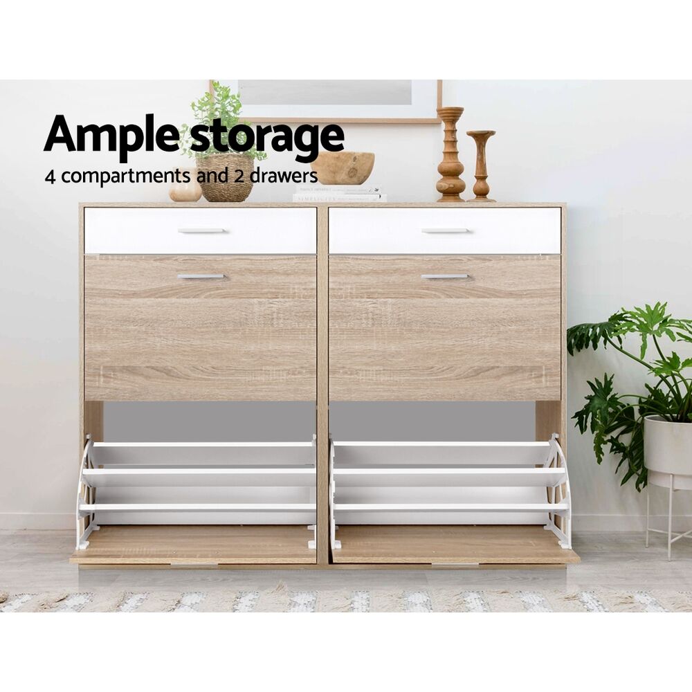 Artiss Shoe Rack Cabinet 36 Pairs Adjustable Shelves Pine Sara Price