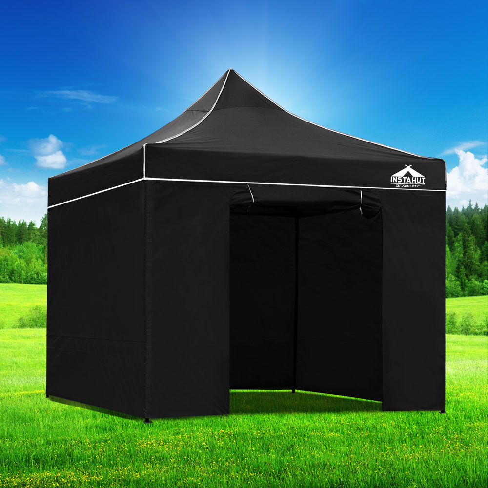Instahut Gazebo Pop Up Marquee 3x3m Folding Tent Wedding Gazebos 500D Black Price