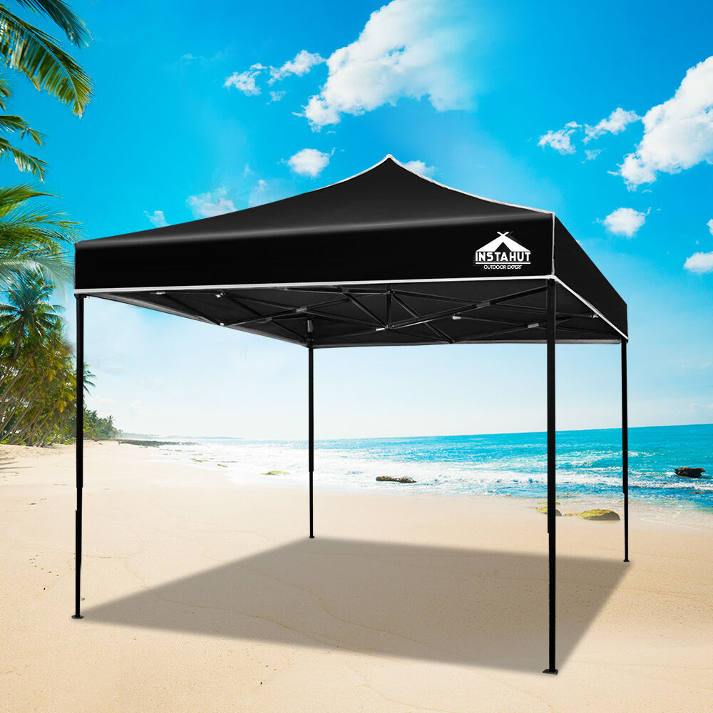 Instahut Gazebo Pop Up Marquee 3x3m Folding Tent Wedding Outdoor Camping Canopy Gazebos Shade Black Price