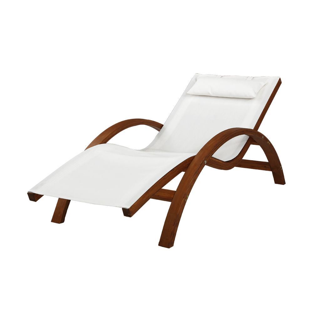 Gardeon Sun Lounge Outdoor Furniture Timber Armchair Wooden Stand Price