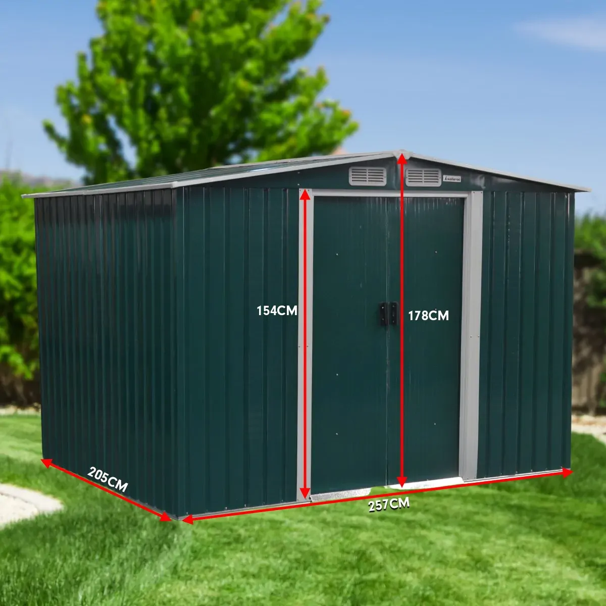 Garden Shed Spire Roof Outdoor Storage Shelter - Grey Price