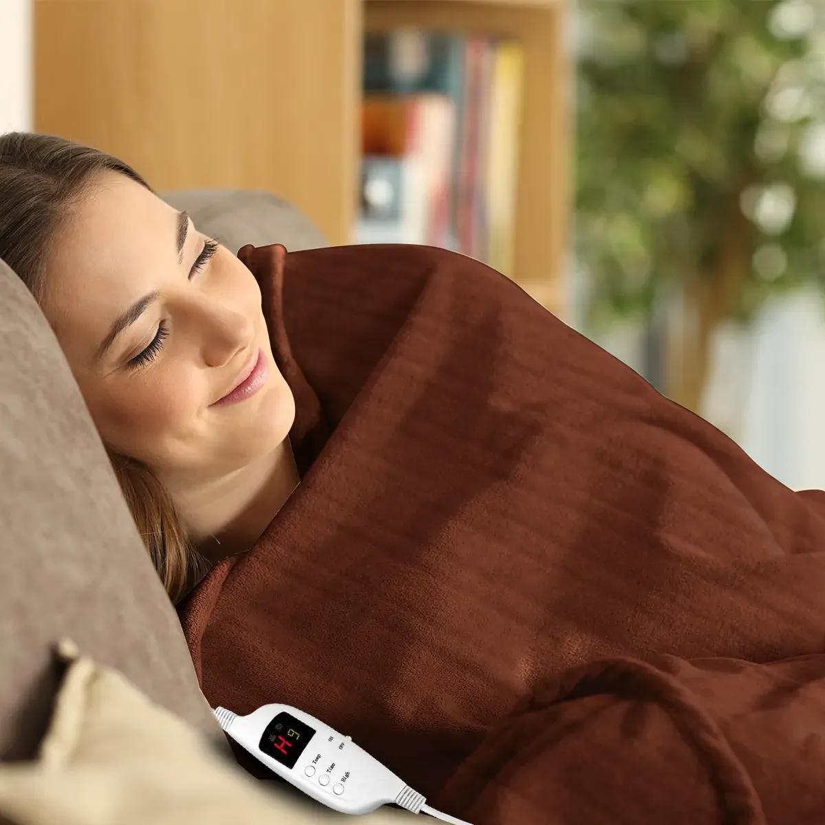 Hill Heated Electric Blanket Throw Rug Coral Warm Fleece Price