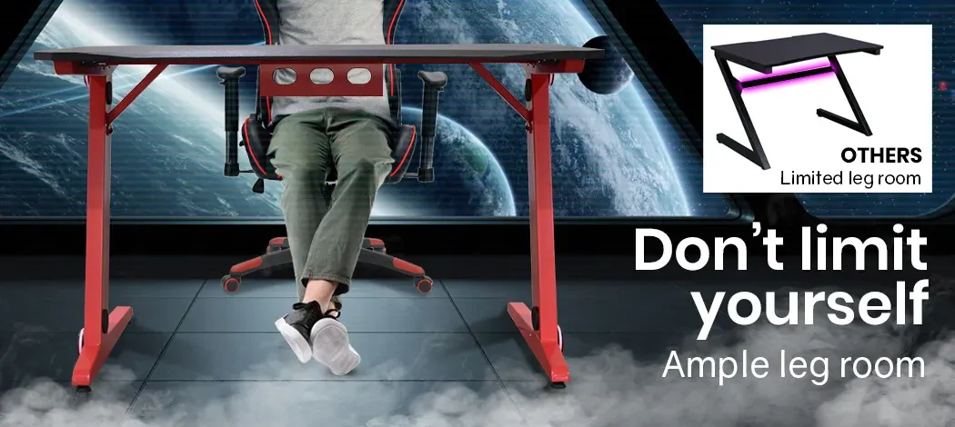 Gaming Desk 120cm Computer PC LED Lights Carbon Fiber Look Price