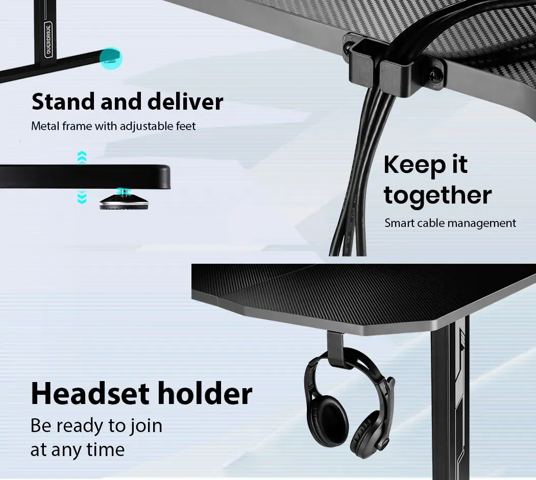 Gaming Desk 139cm PC Table Setup Computer Carbon Fiber Style Price