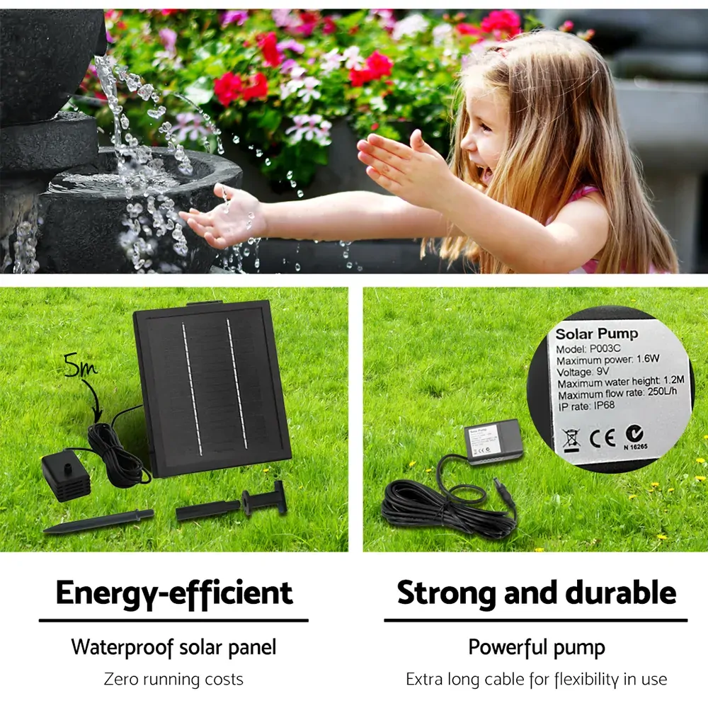 4 Tier Solar Powered Water Fountain with Light Price