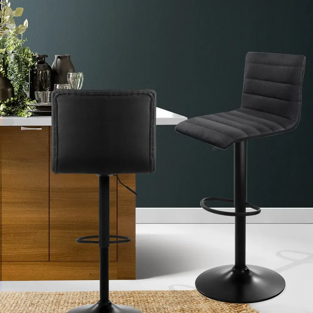 Faux Linen Bar Stools - Black Price