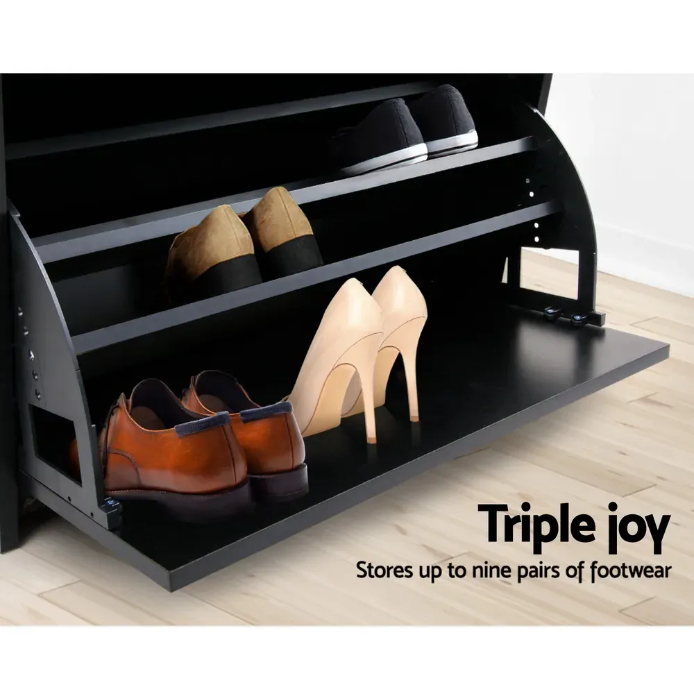 Shoe Cabinet Bench Shoes Storage Rack Organiser Shelf Black 15 Pairs Price