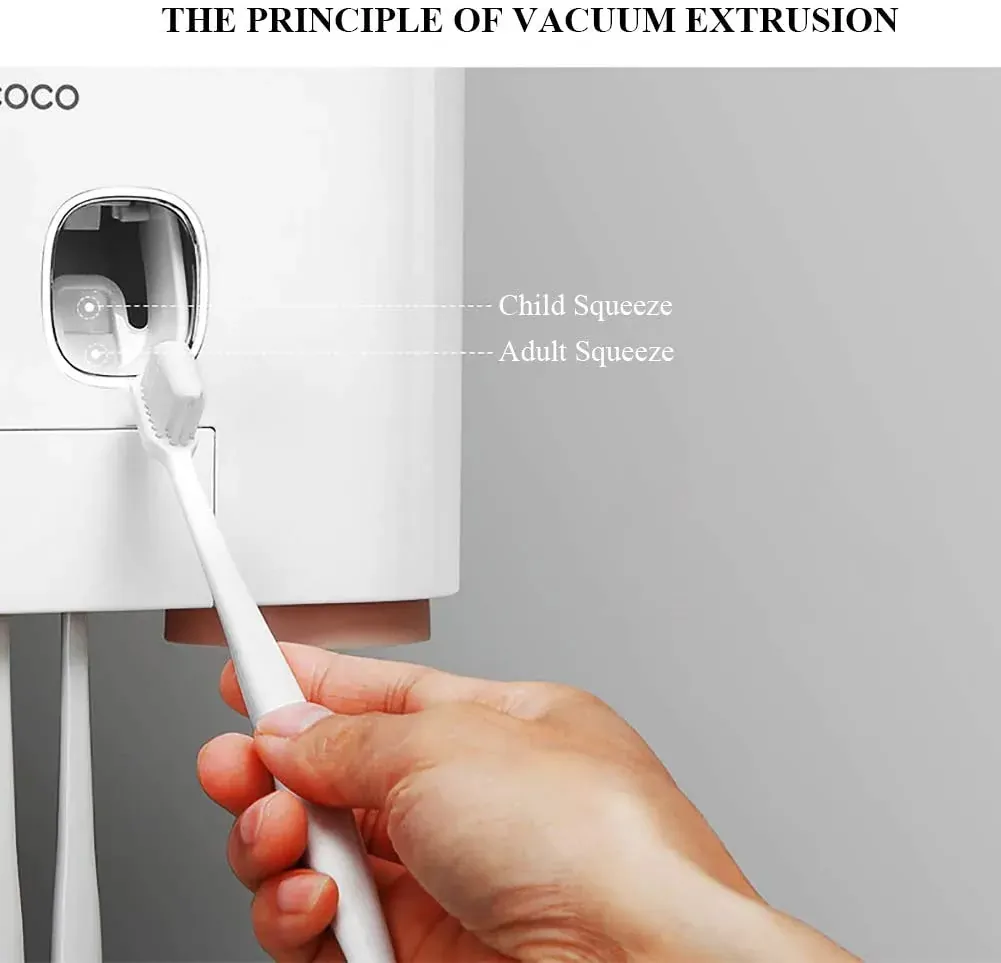 Ecoco Wall-Mounted Toothbrush Holder with 2 Toothpaste Dispensers 4 Cups and 5 Toothbrush Slots Toiletries Bathroom Storage Rack Price