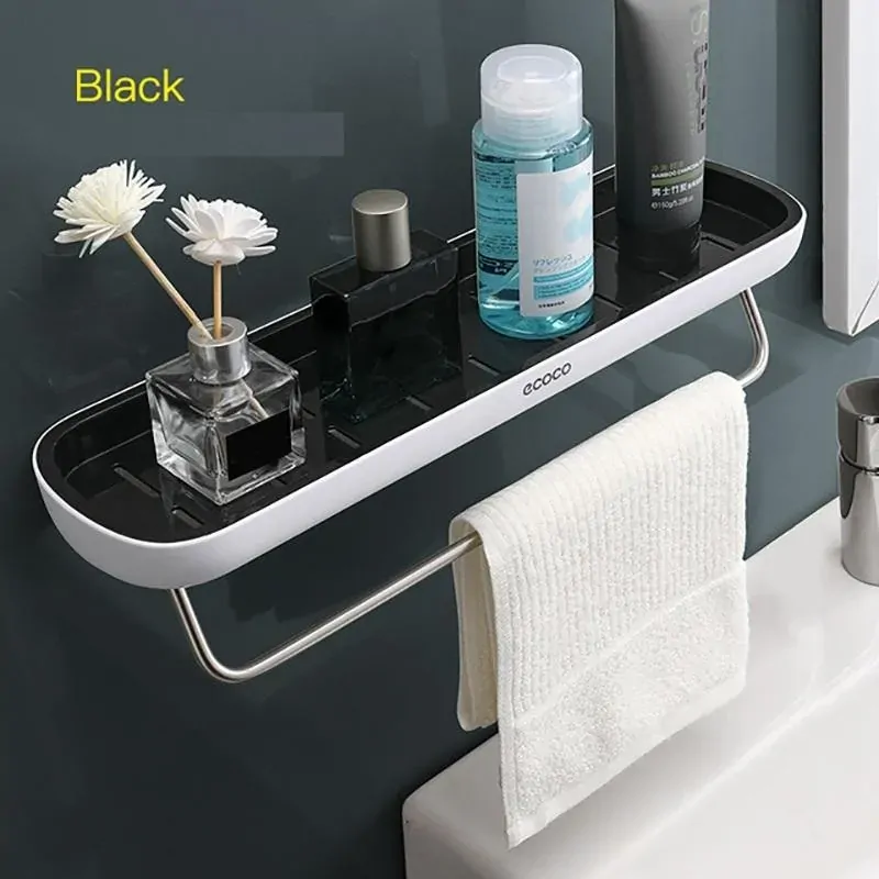 Bathroom Shelves Organizer Wall Mount Home Towel shelf Shampoo Rack With Towel Bar Storage Rack Bathroom Accessories Price