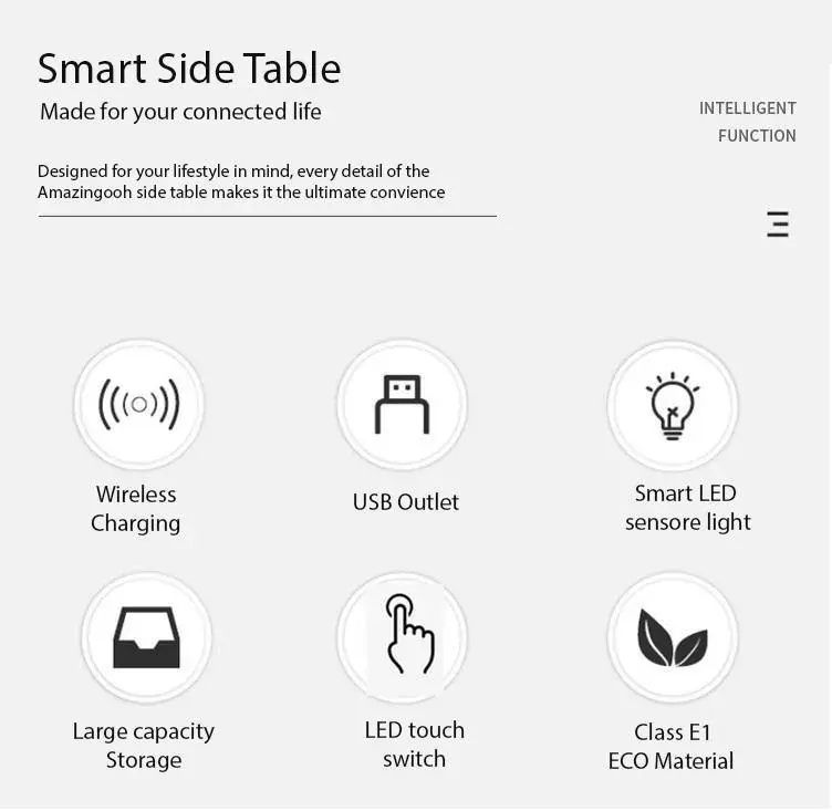 Findlay Smart Bedside Tables Side 3 Drawers Wireless Charging Nightstand LED Light USB Connection Price