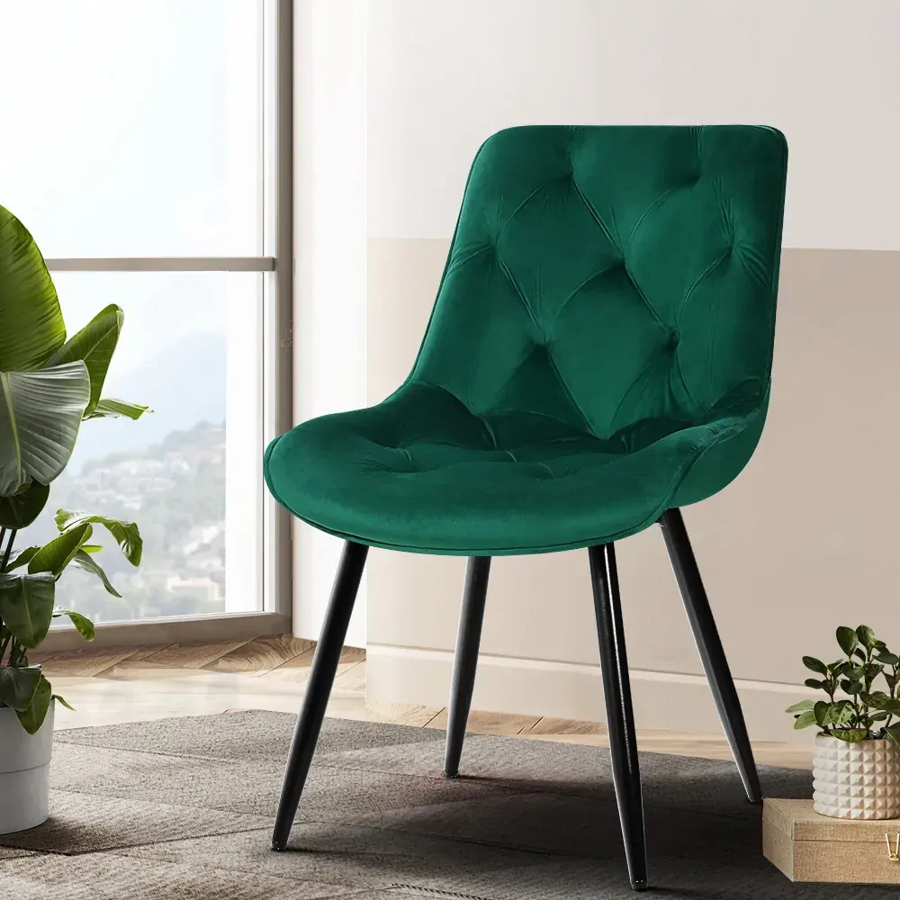 Set of 2 Starlyn Dining Chairs Kitchen Chairs Velvet Padded Seat Price