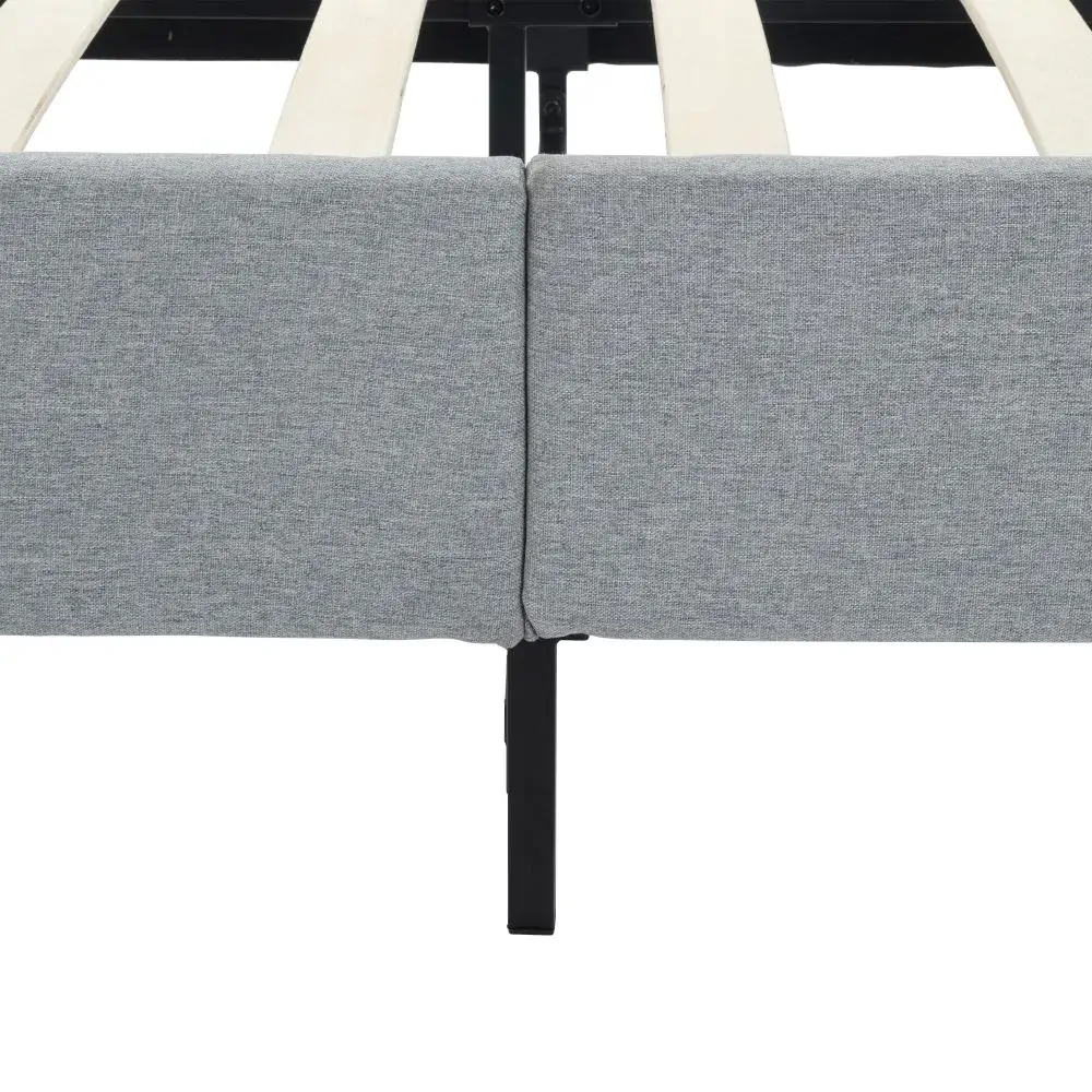 Bedframe with Wooden Slats (Light Grey) Price