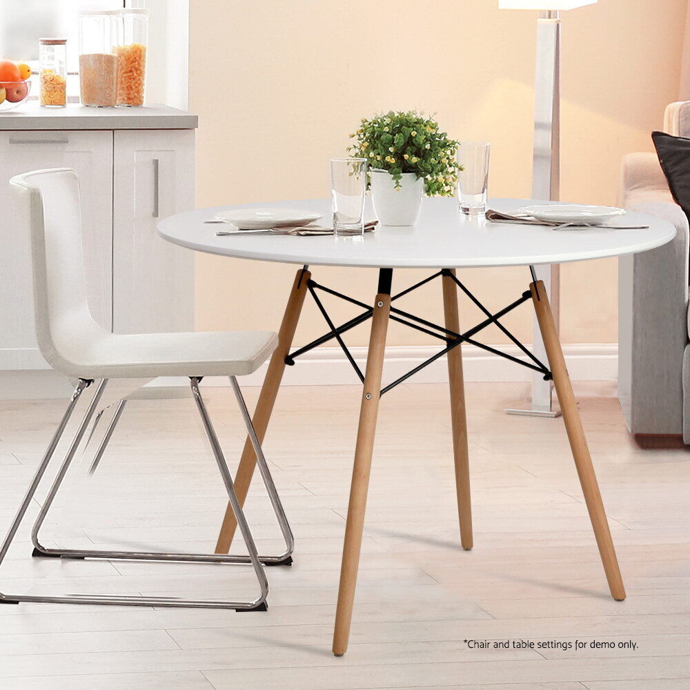 Dining Table 4 Seater Round Replica DSW Eiffel Kitchen Timber White Price