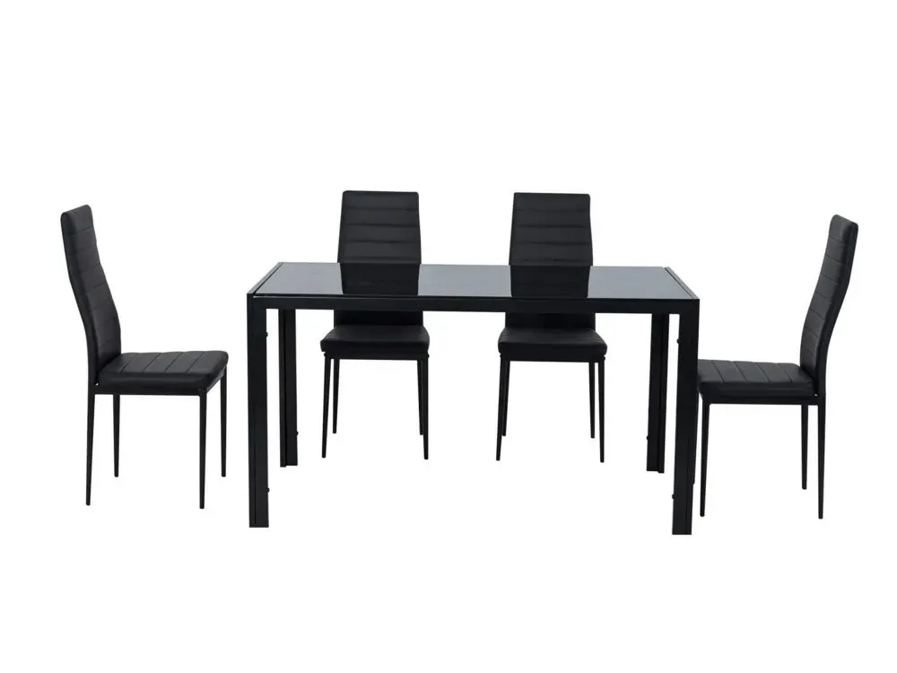 5PC Indoor Dining Table and Chairs Dinner Set Glass Leather Kitchen Price