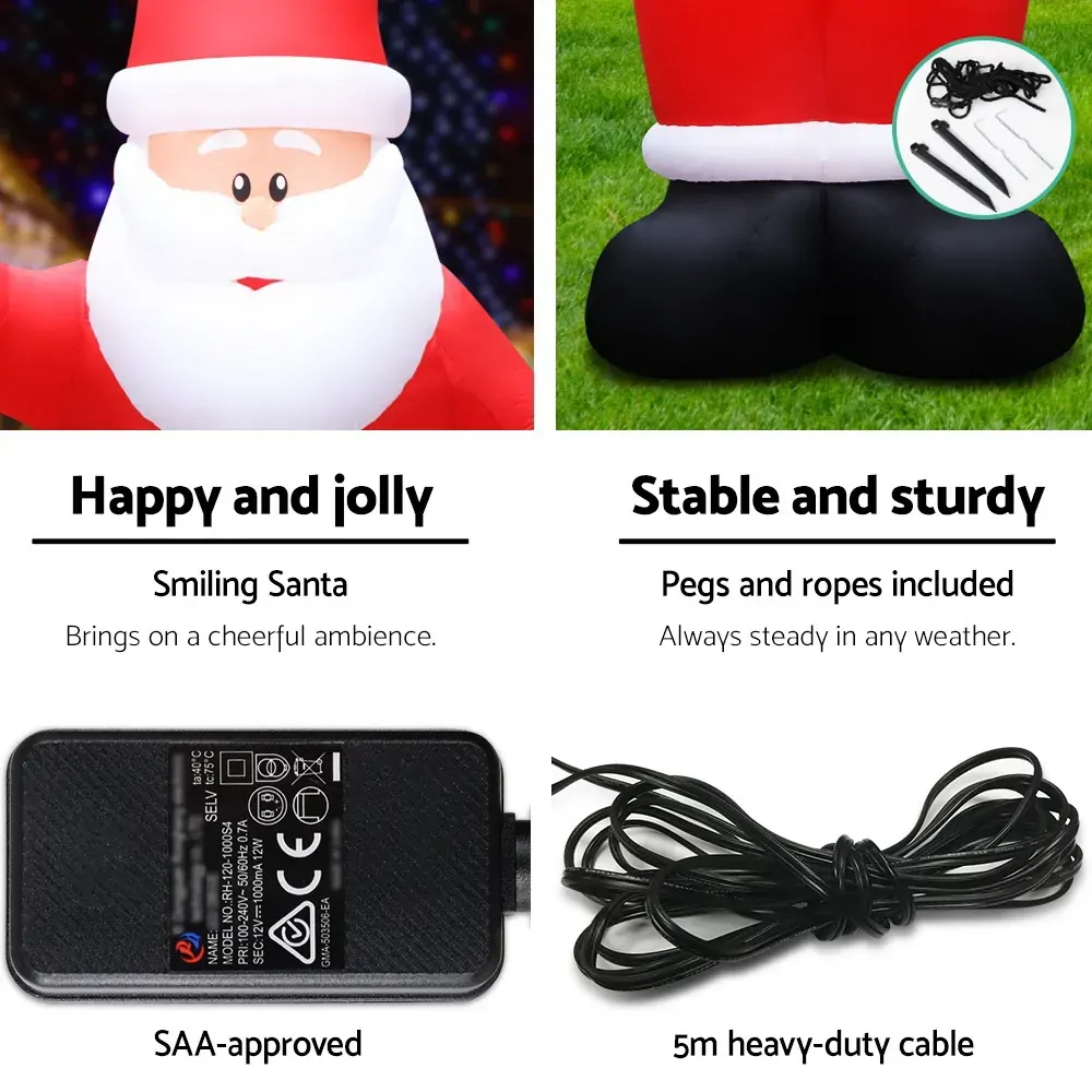 Jingle Jollys Christmas Inflatable Santa Decorations Outdoor Air-Power Light Price