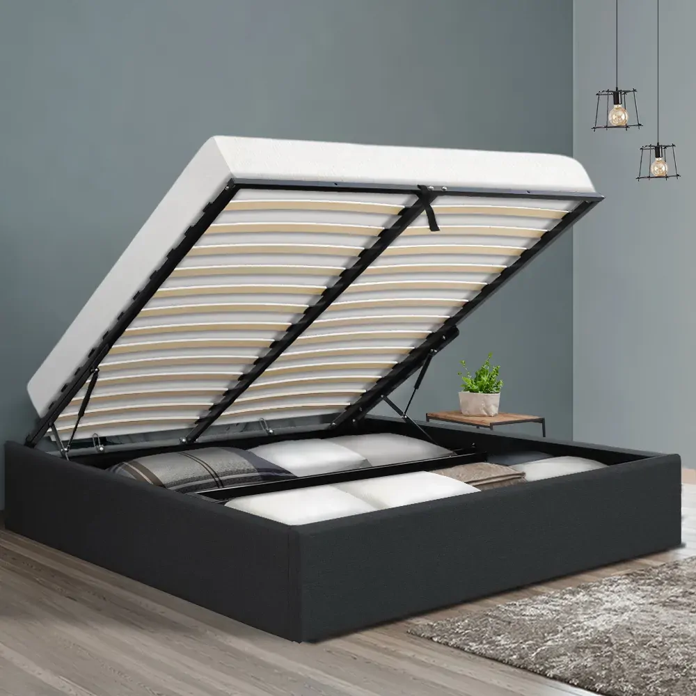 Waroonee Storage Gas Lift Bed Frame without Headboard Fabric Price