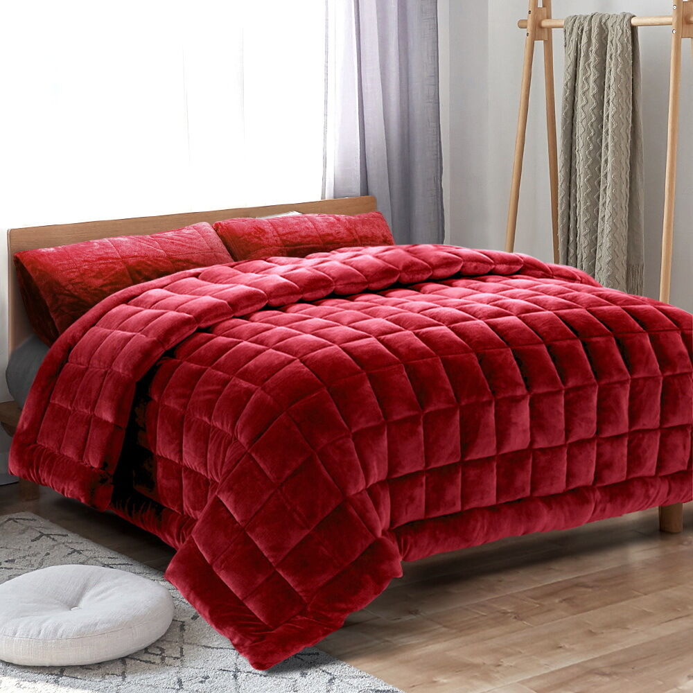 Bedding Faux Mink Quilt Burgundy Price