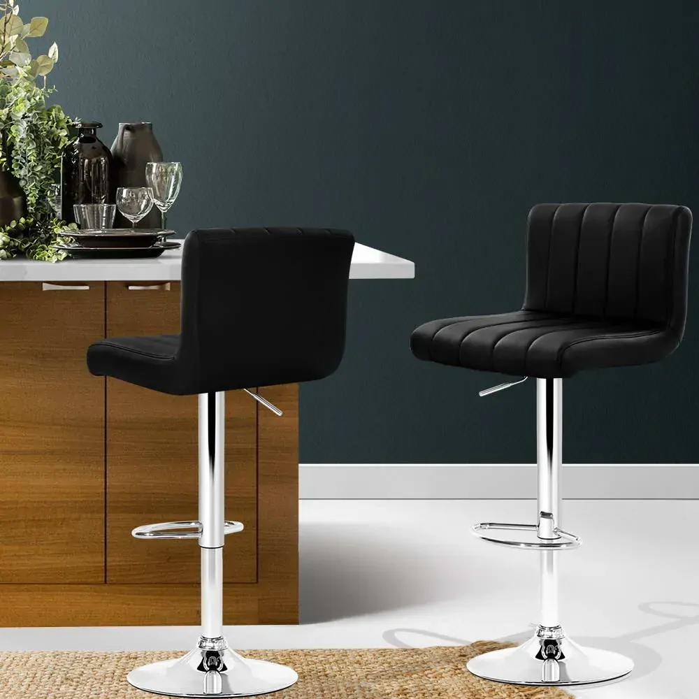 Line Style PU Leather Bar Stools - Black Price